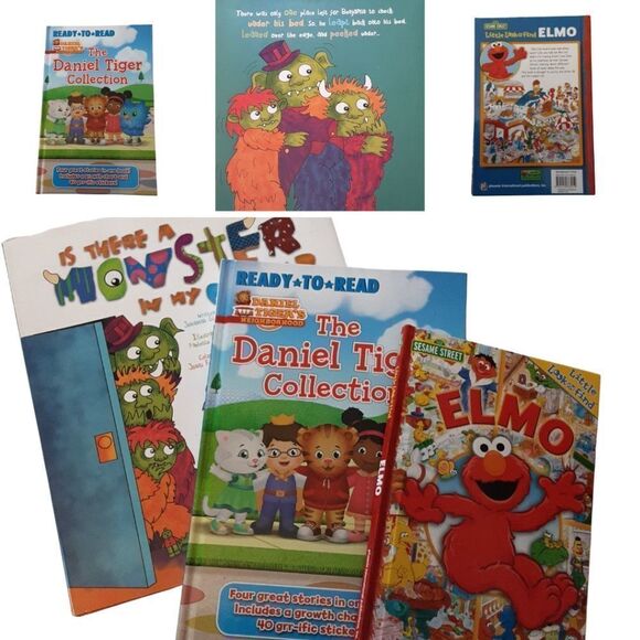 Toddler Hardbound Books Set of 3 Daniel Tiger Elmo Monsters in Closet… - Picture 1 of 8